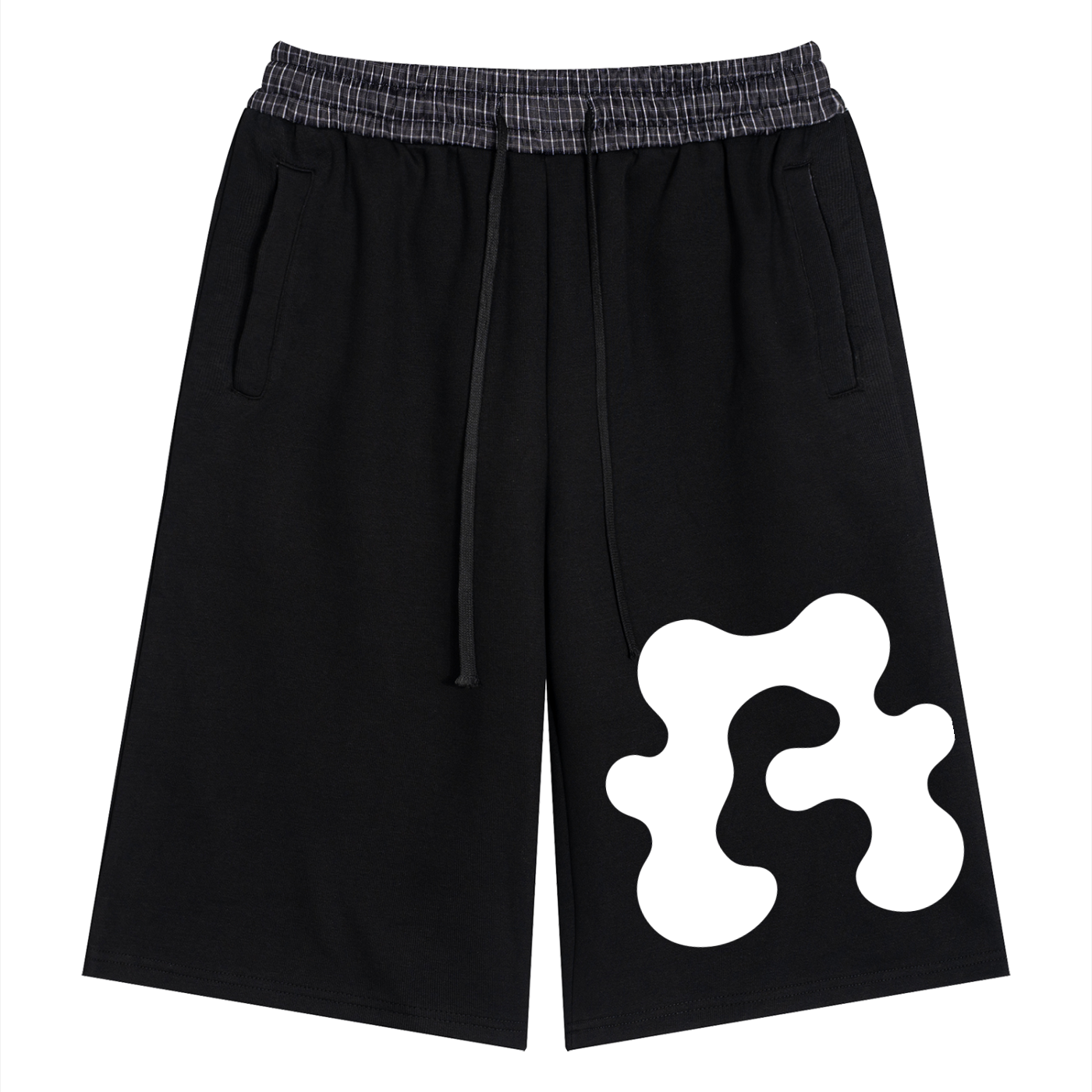 Unisex Plaid Waistband Shorts